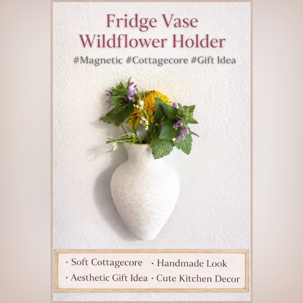 Magnetic Fridge Wildflower Vase Cottagecore Mini Bud Vase Kitchen Decor